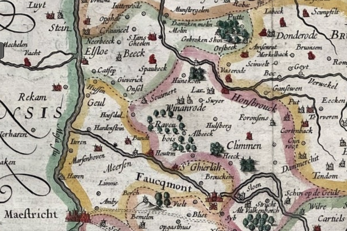 kaart kaerius uit 1616 met het ravensbos (ravenbois) kaart kaerius uit 1616 met het ravensbos (ravenbois)