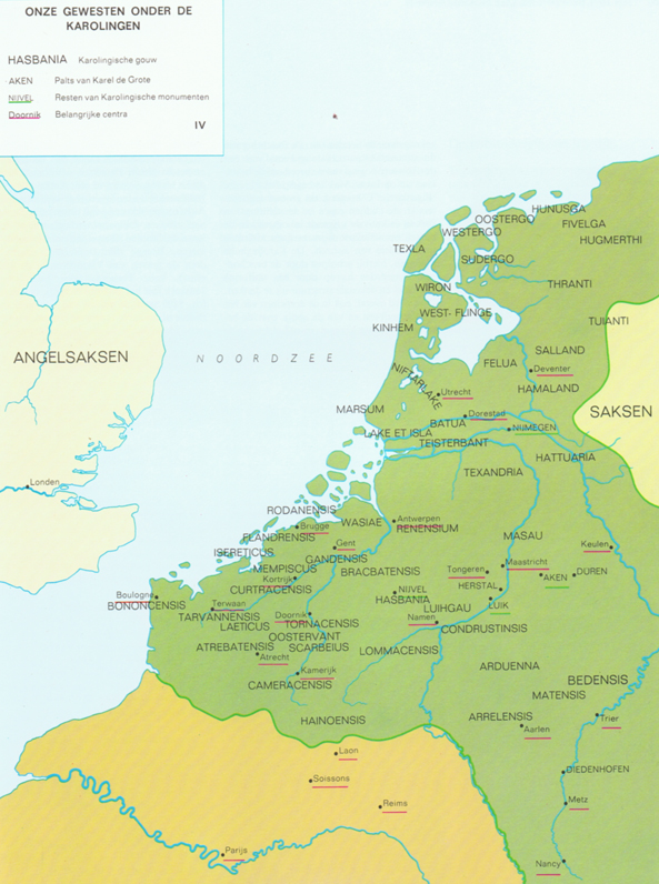 Frankisch Zuid - Limburg II kaart nederlanden karolingische tijd