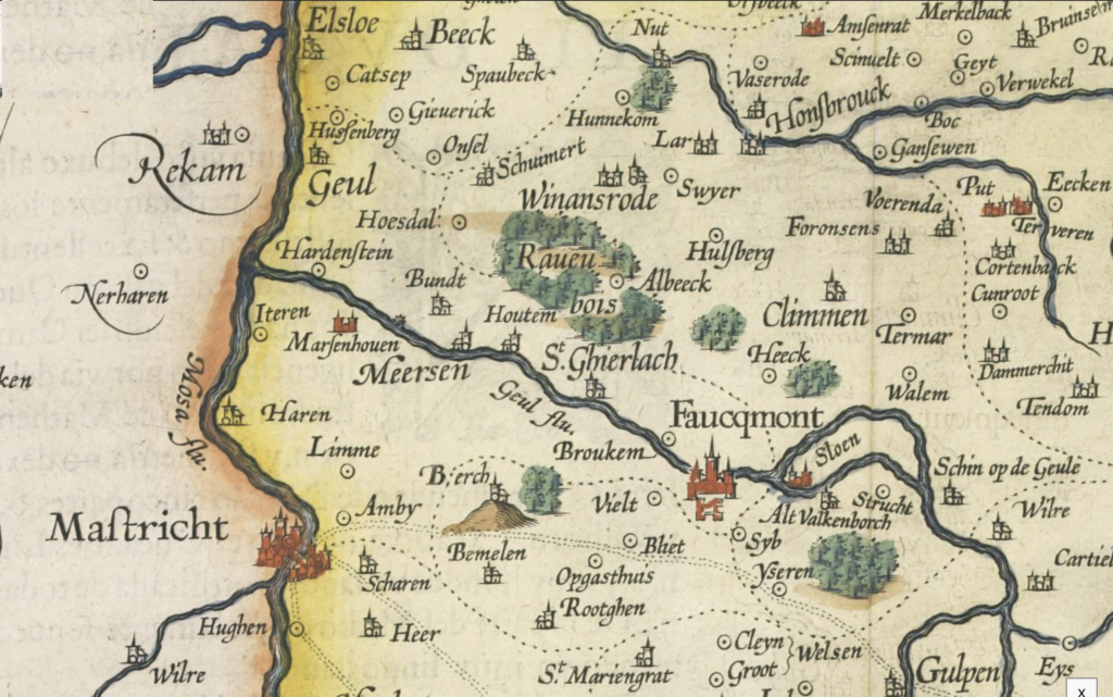 De heren van Valkenburg en Ravensbosch 1606 kaart limburg ortelius